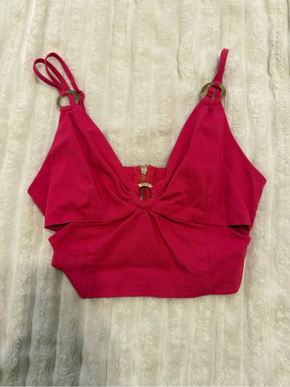 DO+BE Bold Fuchsia Ring-Detail Crop Top